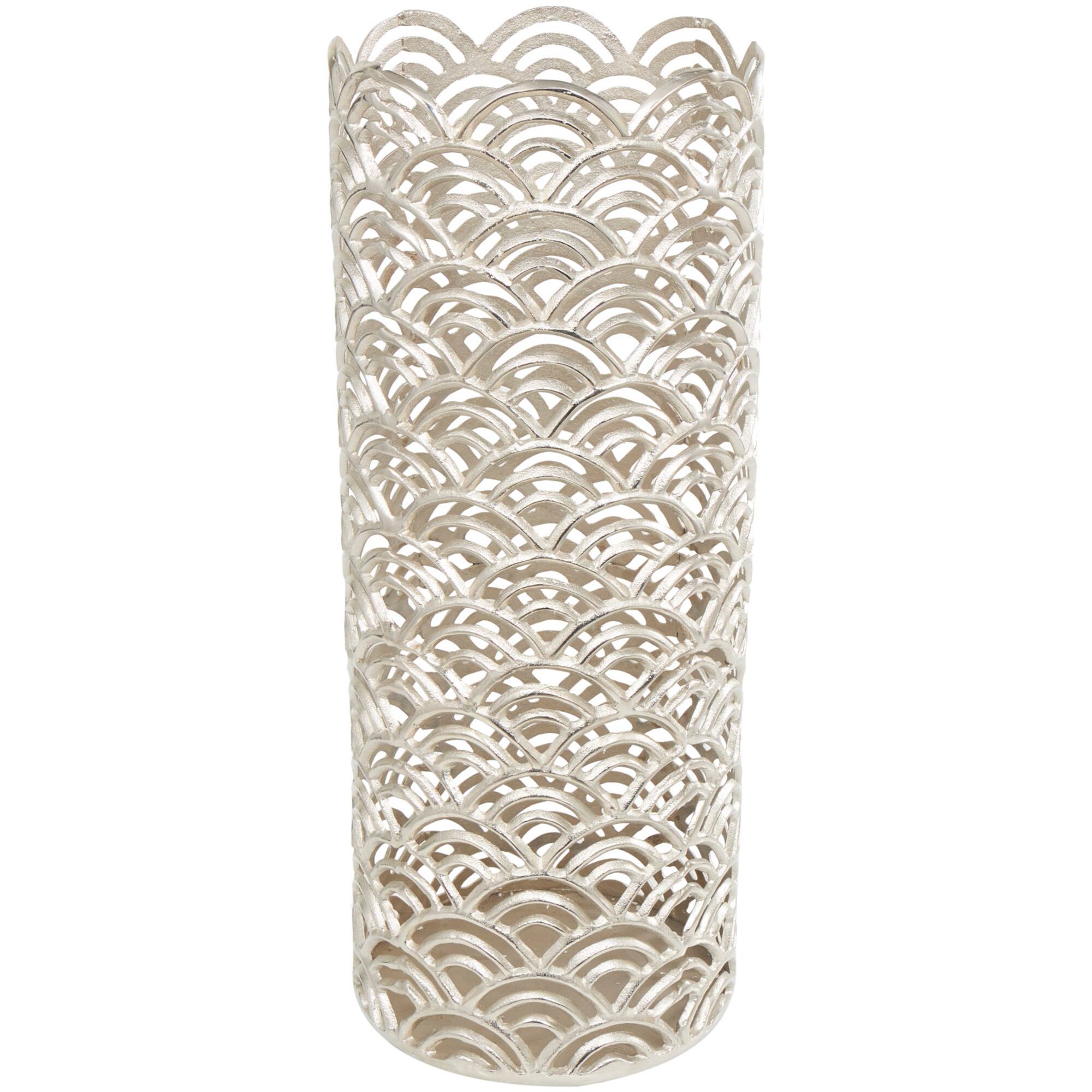 Silver Art Deco Arch Pattern Vase Set